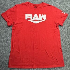 WWE Authentic RAW T Shirt Mens L Red Wrestling Graphic Short Sleeve Logo Tee